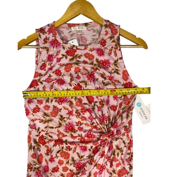 Nine Britton Pink Floral Sleeveless Twist Front Midi Dress MP NWT Stretch Wrap - Picture 9 of 9